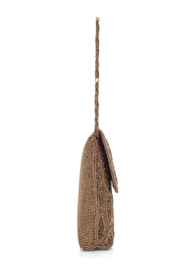JI ACCESSORIES JI Elegant Beaded Shoulder Bag for Women Designer Party & Casual Handbag (COFFEE) - Image 3